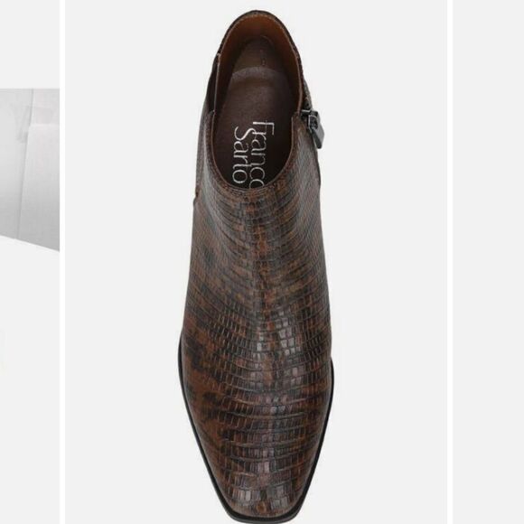 New FRANCO SARTO Nico Faux Leather Snake skin ankle bootie brown & black boots 6 - Picture 2 of 7